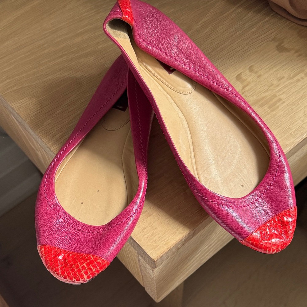 Reed Krakoff Pink Leather Flats with Red Tips
